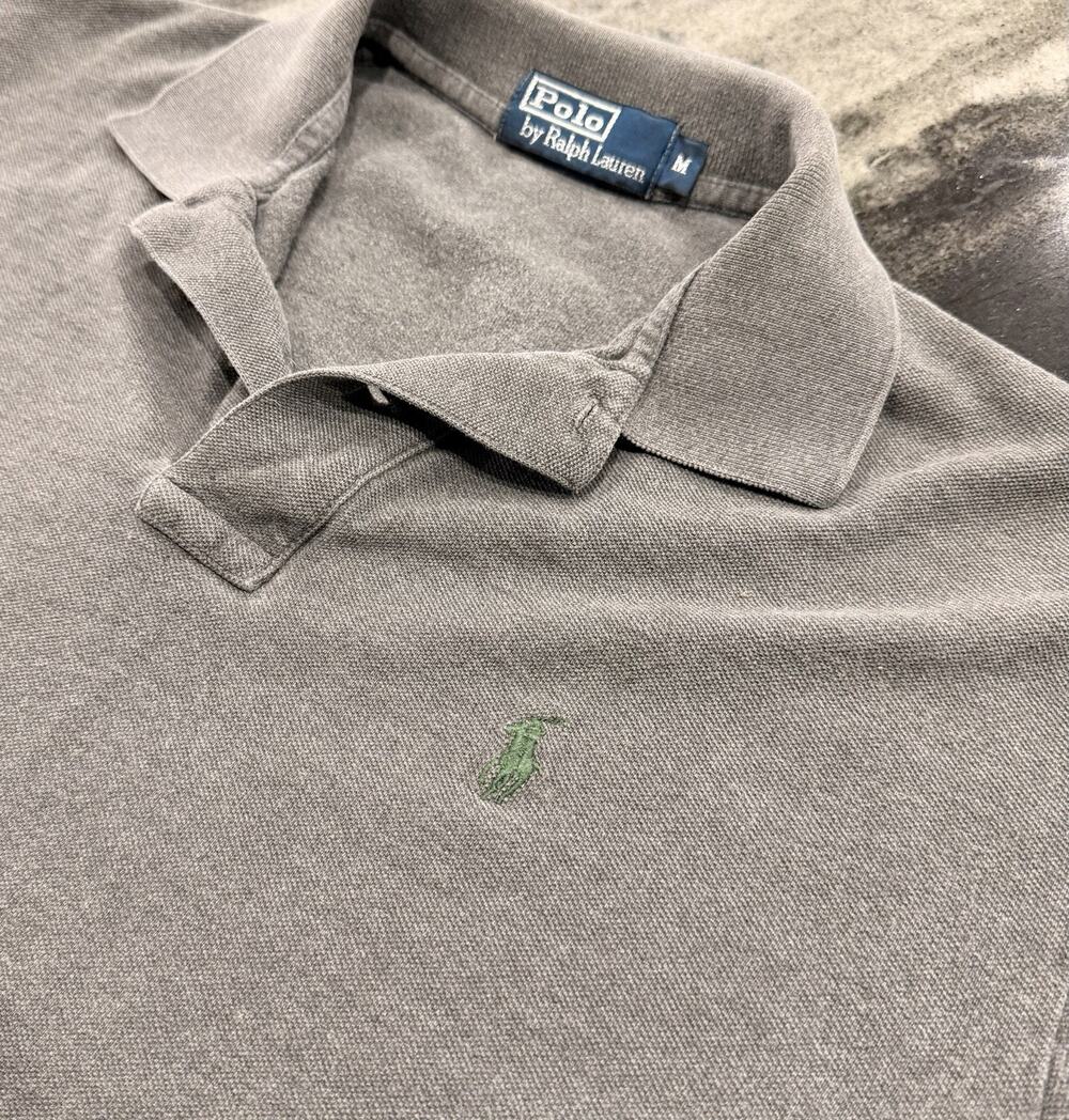 Polo Ralph Lauren Gray Polo Shirt Medium Green Pony Classic Fit Cotton Golf